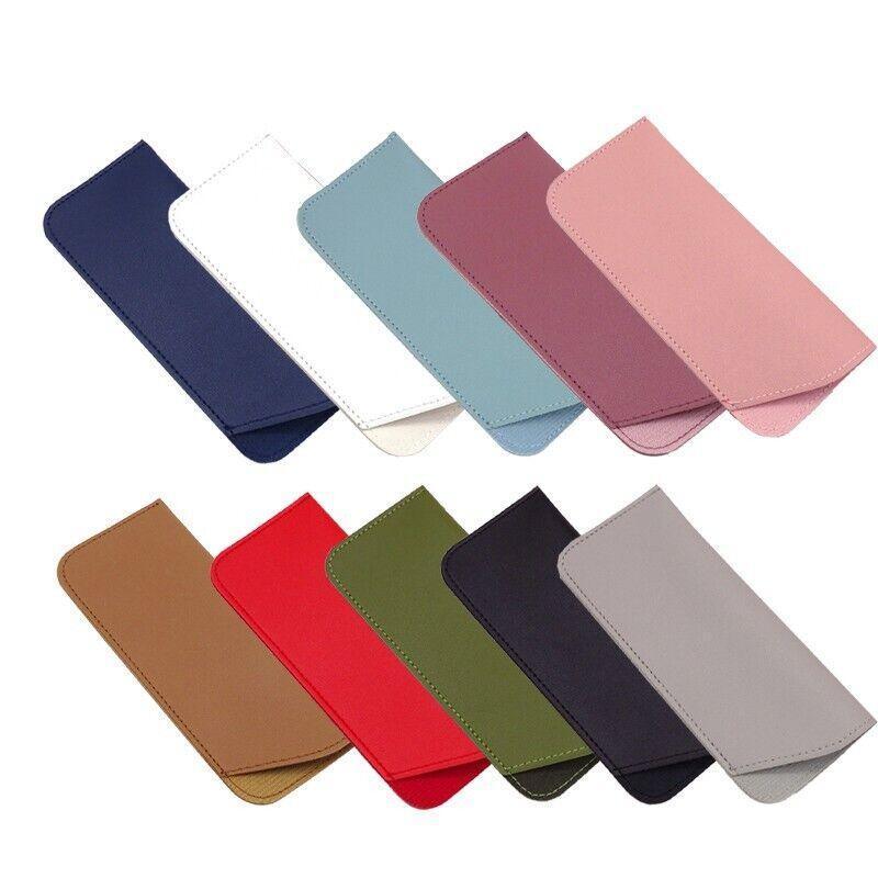 Pu Leather Eyeglass Sunglasses Reading Glasses Case Soft Pouch Bag Pocket - White