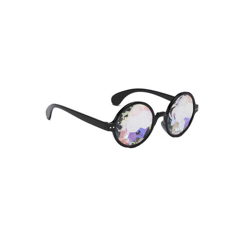 Festival Rave Kaleidoscope Glasses Prism Lens Crystal Effect Party Sunglasses - White