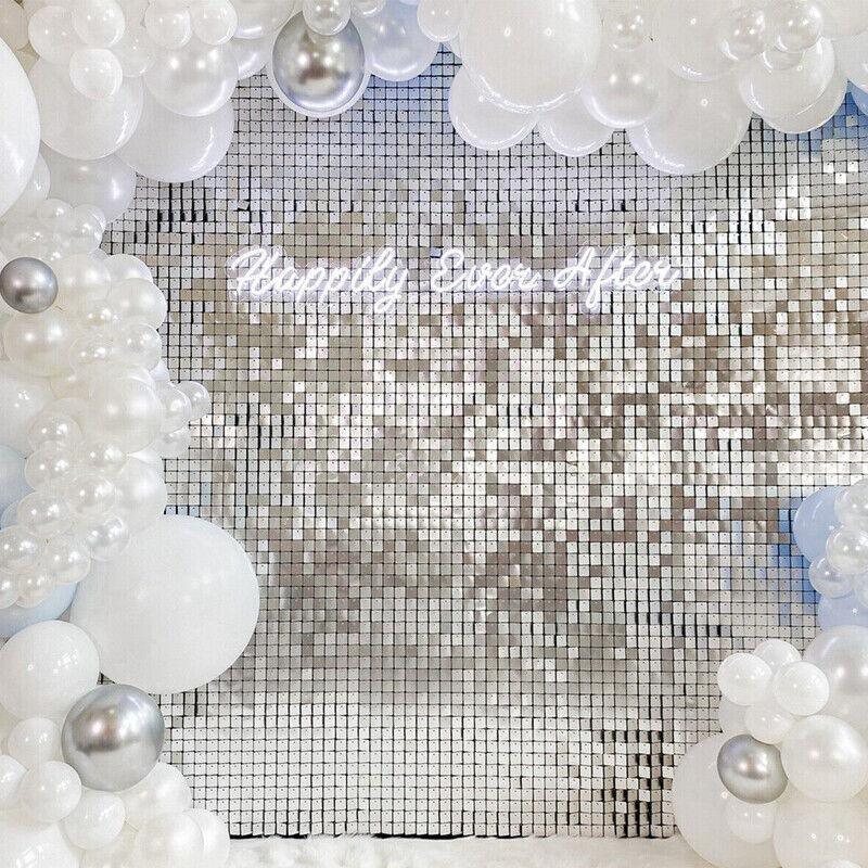 Rectangle Tinsel Curtain Shimmer Wall Backdrop 2M Length Party Decoration Sequin - Black