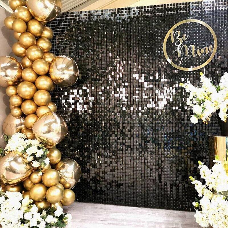 Rectangle Tinsel Curtain Shimmer Wall Backdrop 2M Length Party Decoration Sequin - Blue