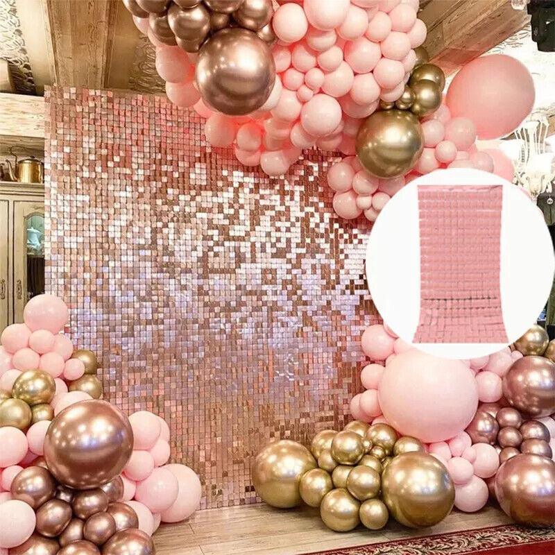 Rectangle Tinsel Curtain Shimmer Wall Backdrop 2M Length Party Decoration Sequin - Gold