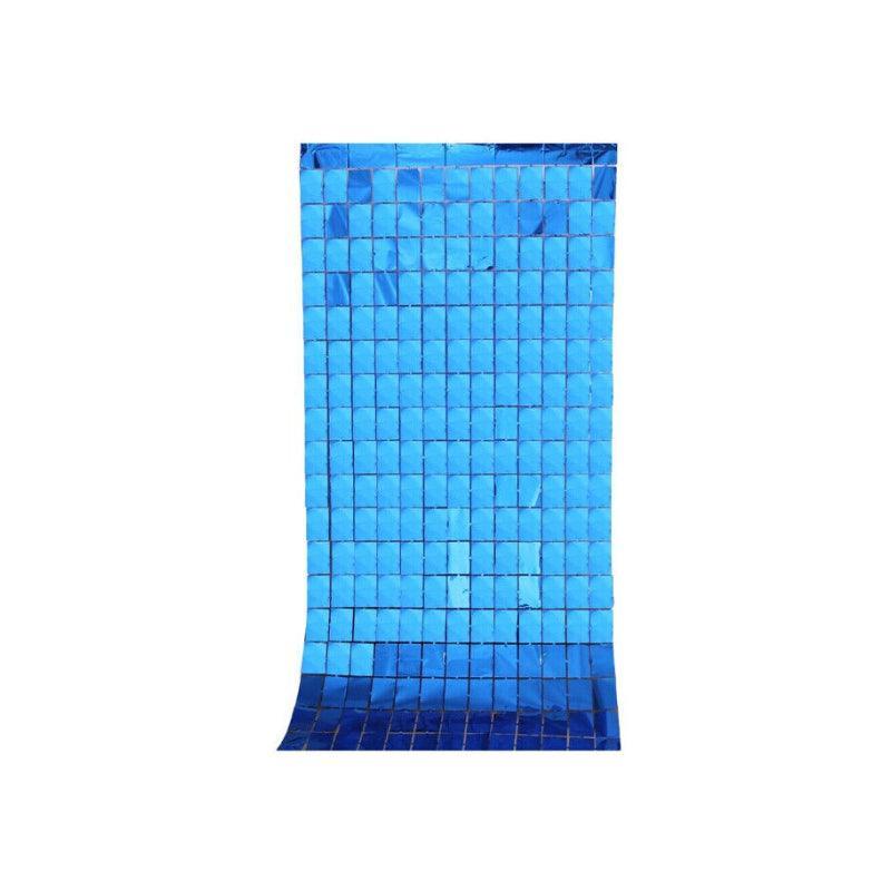 Rectangle Tinsel Curtain Shimmer Wall Backdrop 2M Length Party Decoration Sequin - Light Blue