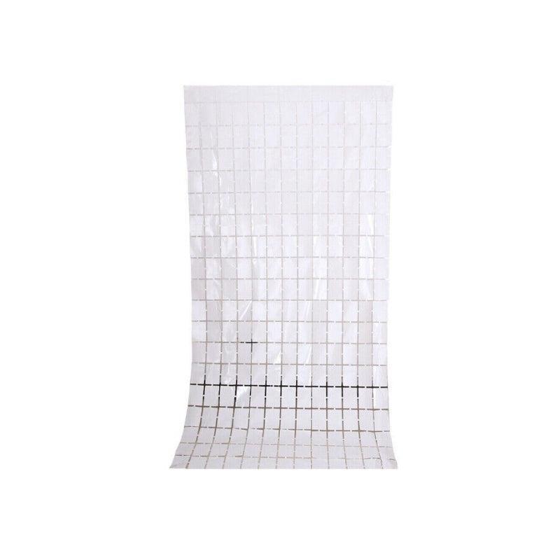 Rectangle Tinsel Curtain Shimmer Wall Backdrop 2M Length Party Decoration Sequin - White