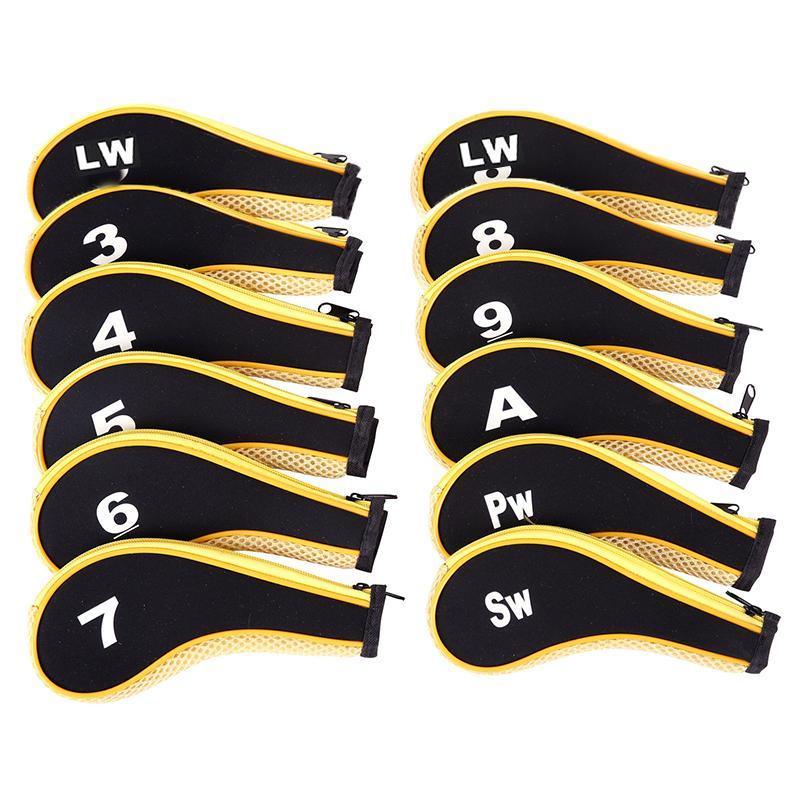 12Pcs Golf Head Cover Iron Putter Driver Headcover Protective Set Club Covers - Red