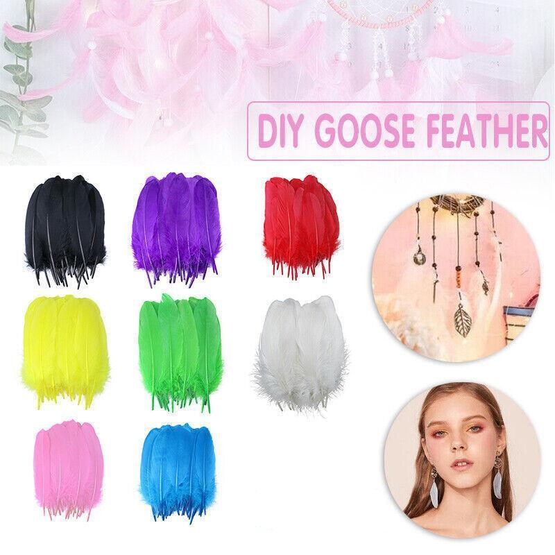 50X Craft Feathers Goose Feather Diy Art Party Decoration Wedding Dream Catcher - Pink