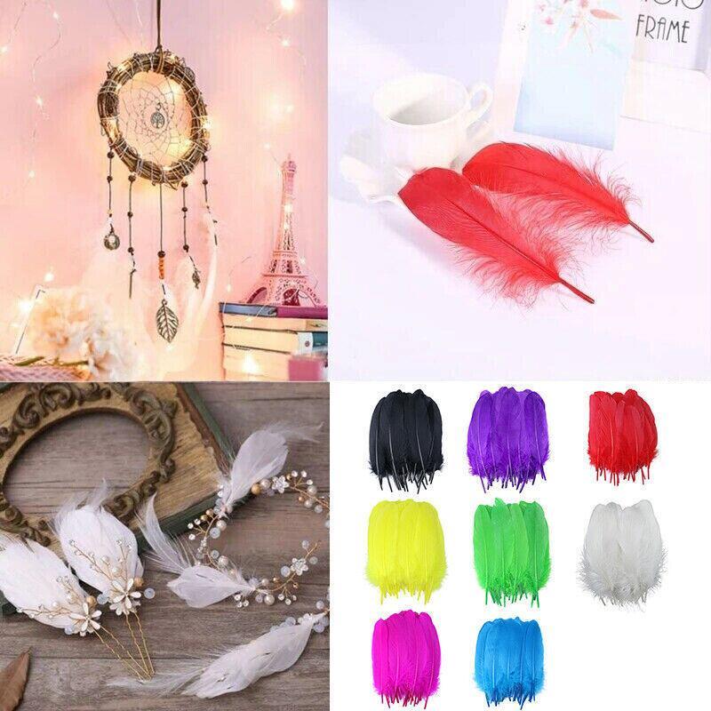50X Craft Feathers Goose Feather Diy Art Party Decoration Wedding Dream Catcher - Yellow