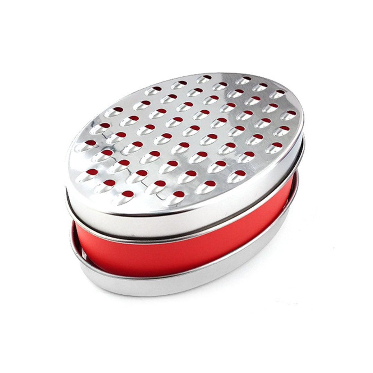 Stainless Steel Kitchen Cheese Grater with Container Storing Fruits Cheese Box - Pink