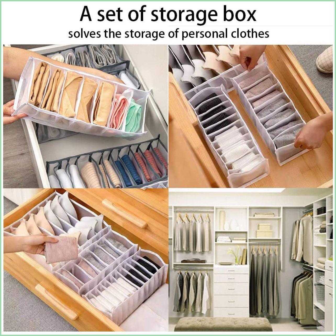 Foldable Drawer Organizer Divider Bra Sock Underwear Storage Closet Wardrobe - Grey with 11 Boxes