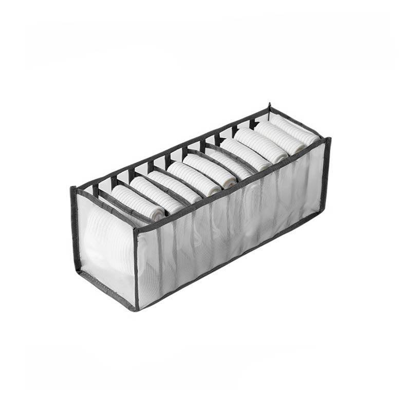 Foldable Drawer Organizer Divider Bra Sock Underwear Storage Closet Wardrobe - Grey with 11 Boxes
