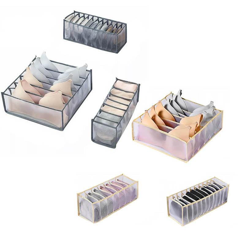 Foldable Drawer Organizer Divider Bra Sock Underwear Storage Closet Wardrobe - White with 11 Boxes