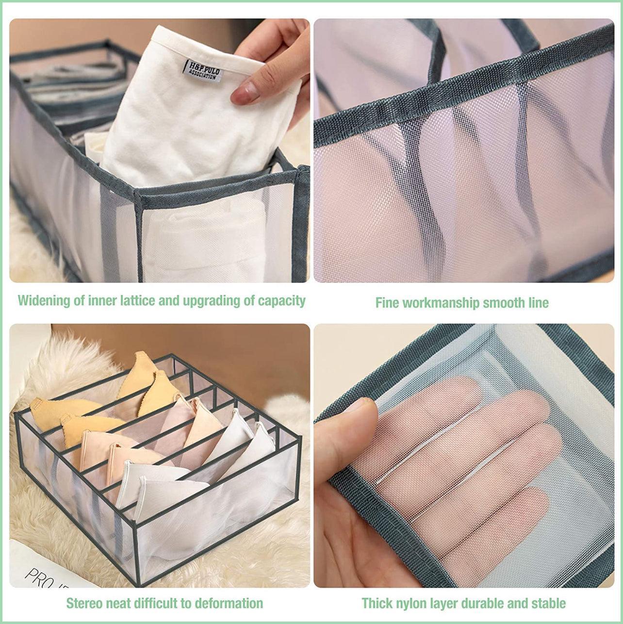 Foldable Drawer Organizer Divider Bra Sock Underwear Storage Closet Wardrobe - White with 11 Boxes