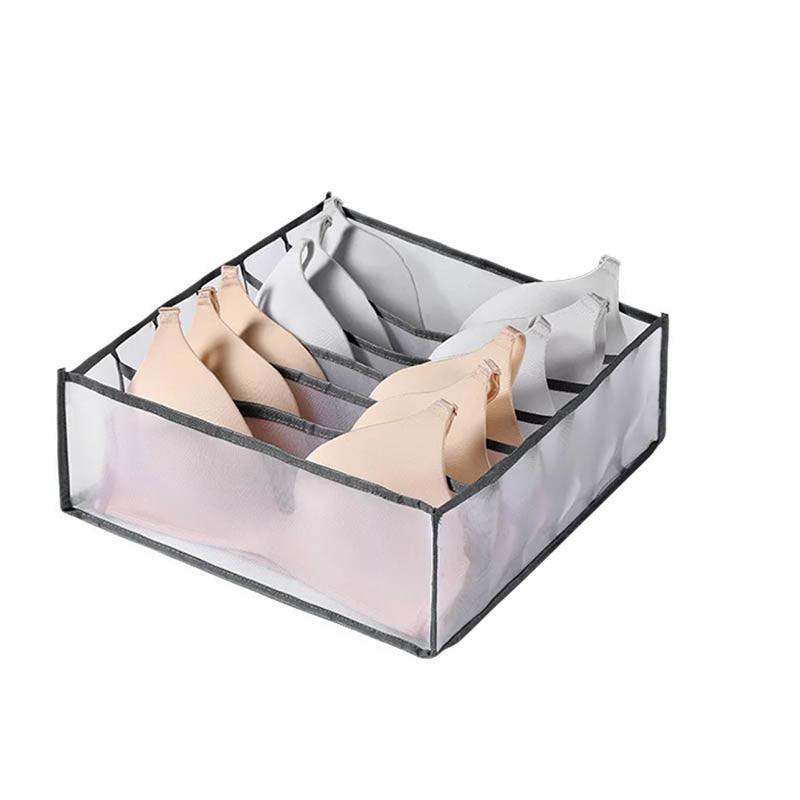Foldable Drawer Organizer Divider Bra Sock Underwear Storage Closet Wardrobe - White with 11 Boxes