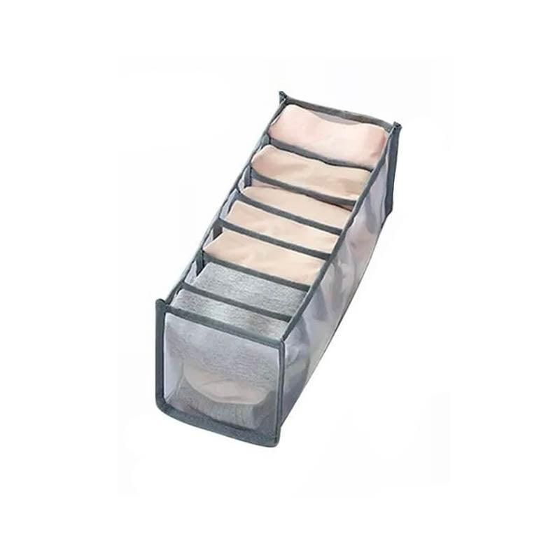 Foldable Drawer Organizer Divider Bra Sock Underwear Storage Closet Wardrobe - Grey with 6 Boxes