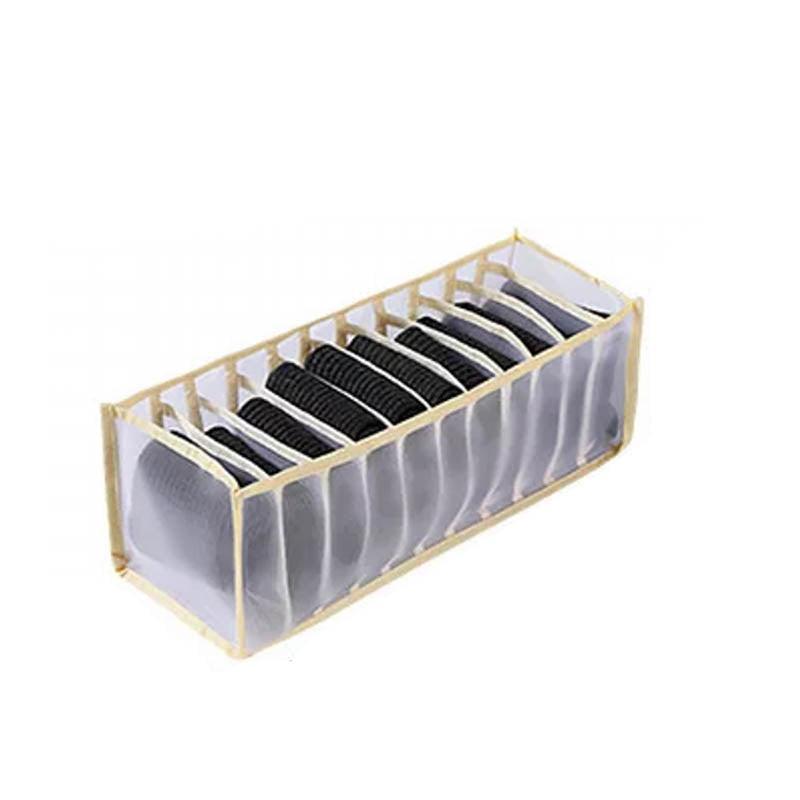 Foldable Drawer Organizer Divider Bra Sock Underwear Storage Closet Wardrobe - Grey with 6 Boxes