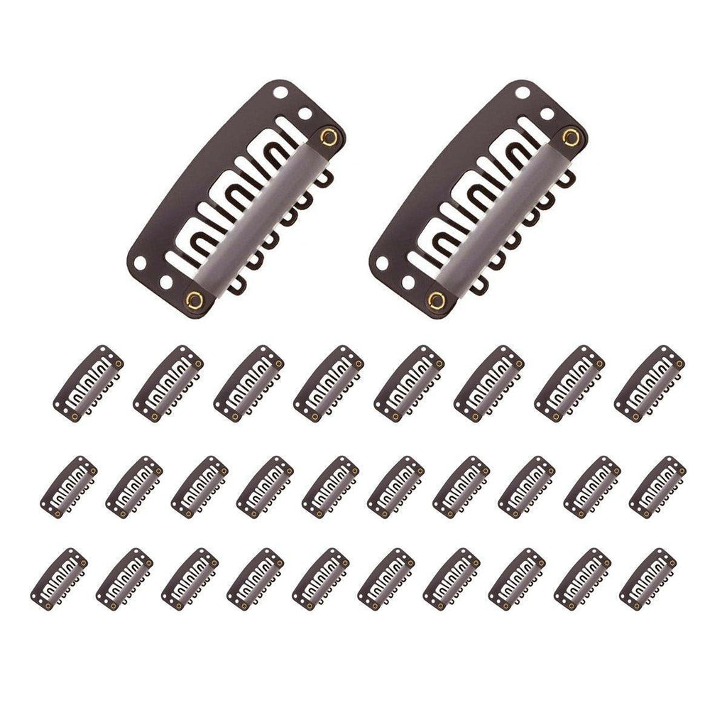 30pcs New Wig Snap Clips for Hair Extension Weft 32mm All Colors Hair Styling - Brown