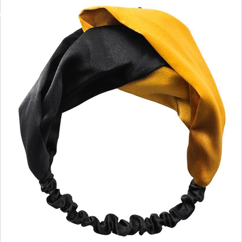 Women Chiffon Floral Print Headband Fashion Bohemian Elastic Cross Hair Bands - A-Green