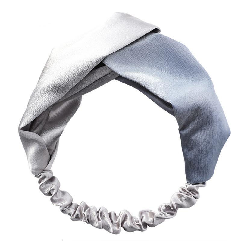 Women Chiffon Floral Print Headband Fashion Bohemian Elastic Cross Hair Bands - B-Pink+Blue