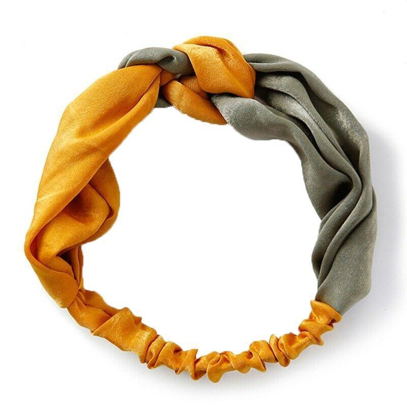 Women Chiffon Floral Print Headband Fashion Bohemian Elastic Cross Hair Bands - C-Navy
