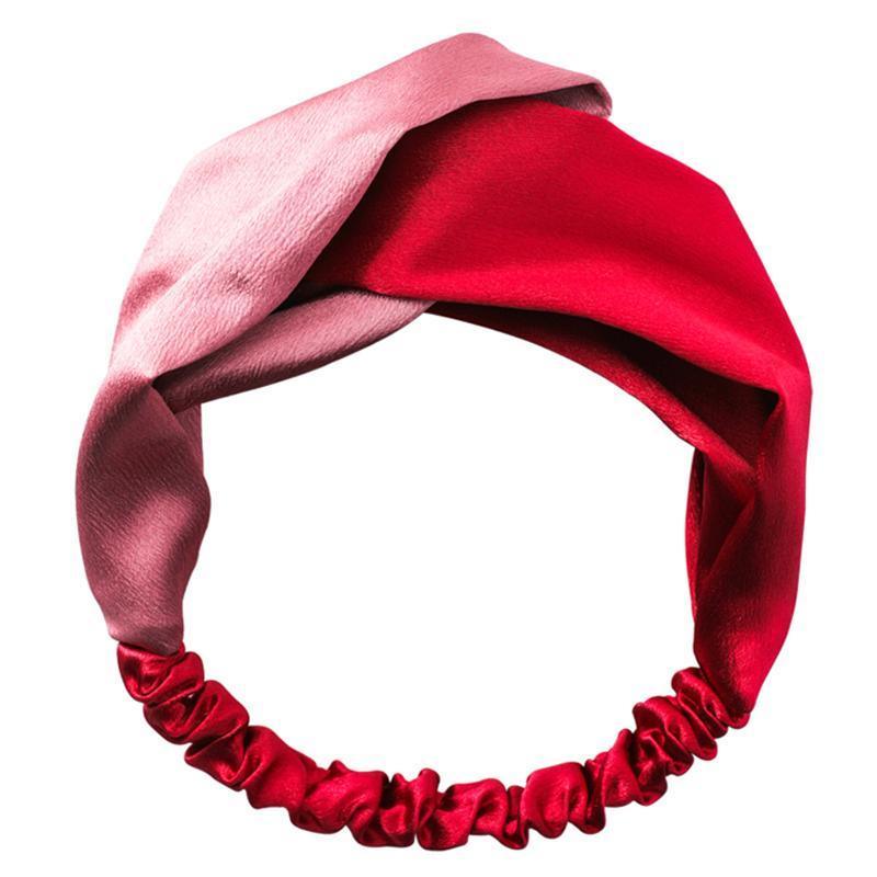Women Chiffon Floral Print Headband Fashion Bohemian Elastic Cross Hair Bands - C-Red
