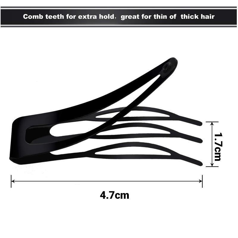 UP 30X Double-grip Hair Clips Metal Snap Barrettes Hair Styling Tool Women Girls - Black(10PCS)