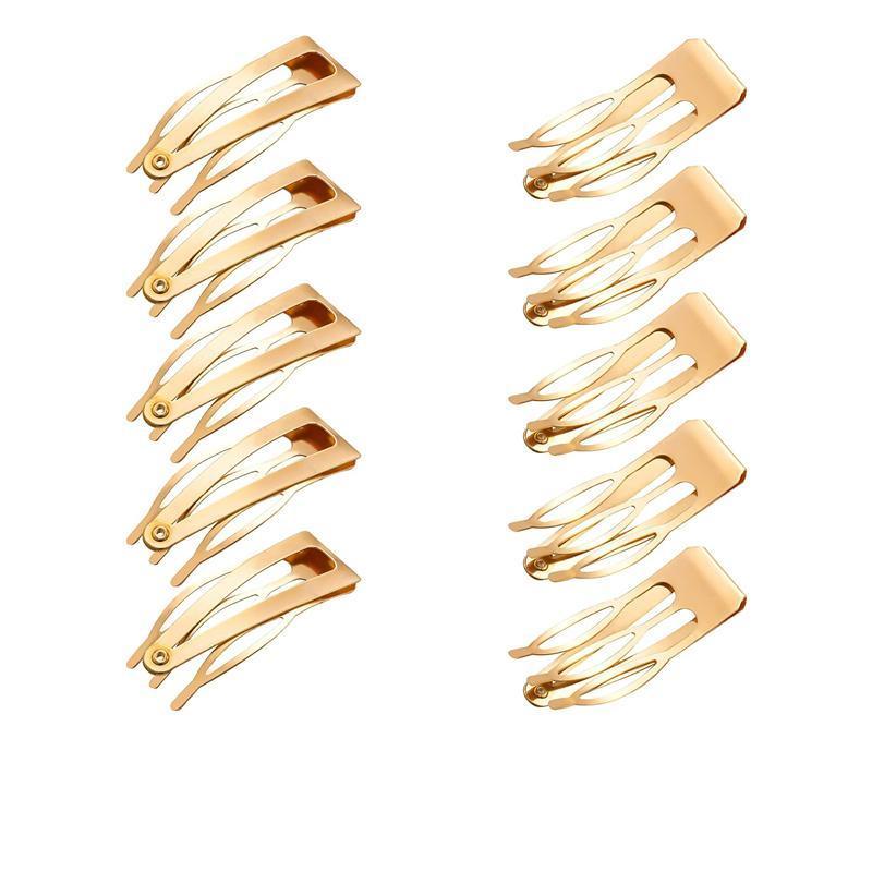 UP 30X Double-grip Hair Clips Metal Snap Barrettes Hair Styling Tool Women Girls - Black(10PCS)