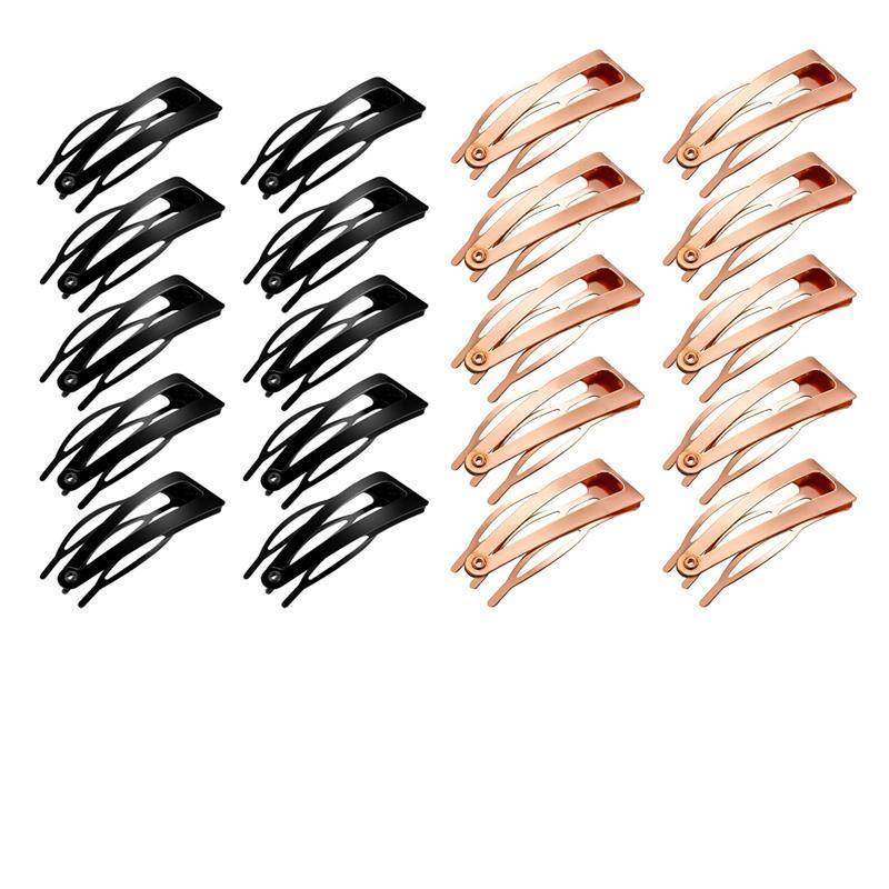 UP 30X Double-grip Hair Clips Metal Snap Barrettes Hair Styling Tool Women Girls - Gold(10PCS)