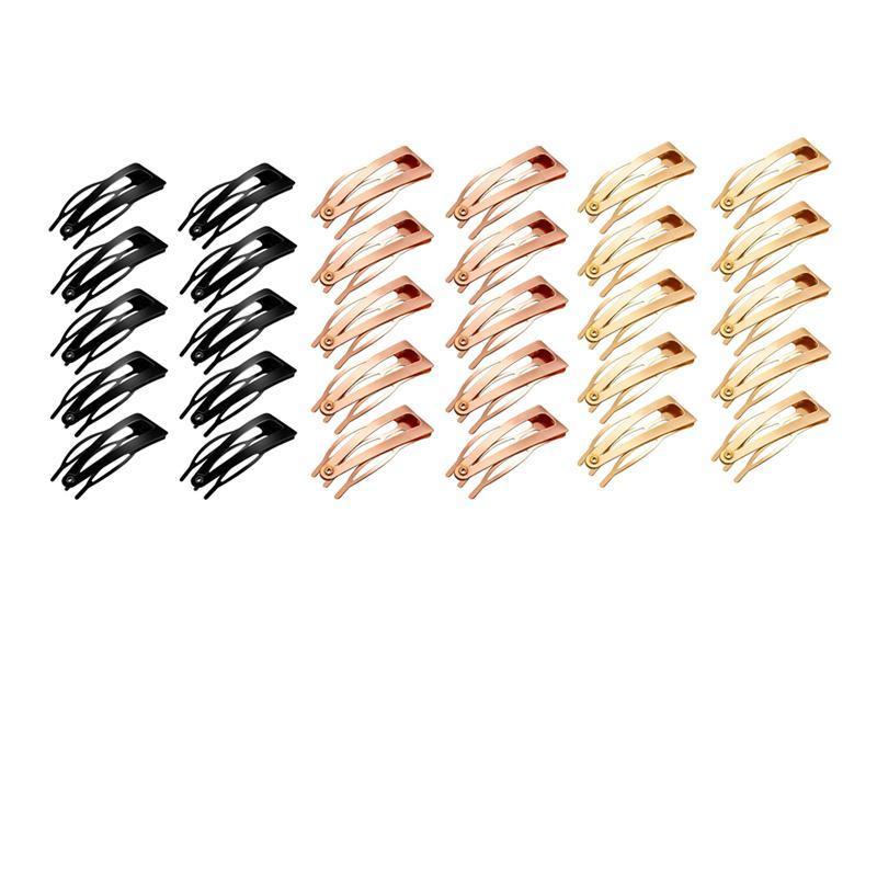 UP 30X Double-grip Hair Clips Metal Snap Barrettes Hair Styling Tool Women Girls - Gold(10PCS)