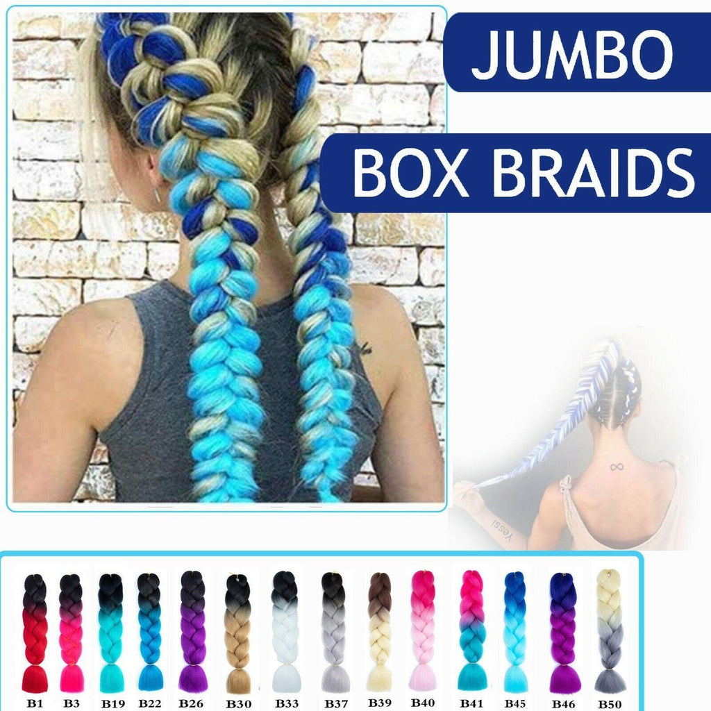 Coloured Jumbo Braiding Hair Extensions Braids Twist Hight Temperature Kanekalon - 1#