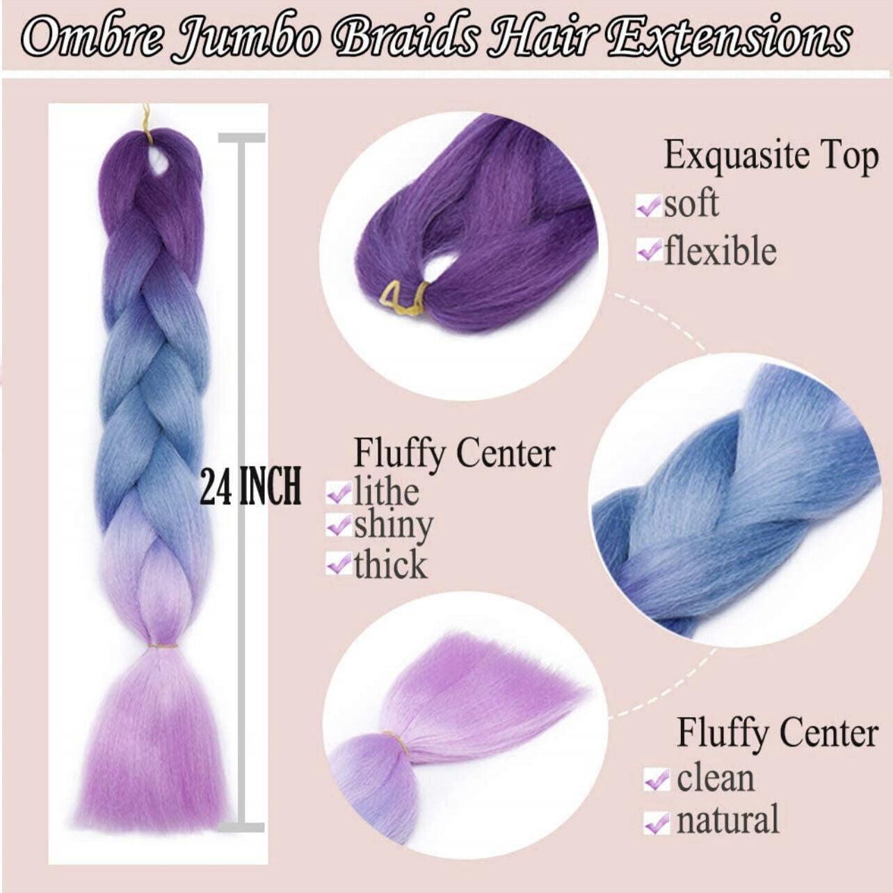 Coloured Jumbo Braiding Hair Extensions Braids Twist Hight Temperature Kanekalon - C6