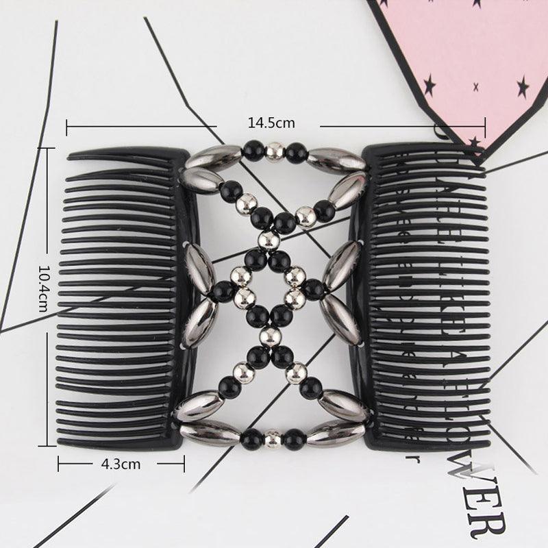 Beaded Stretchy Easy Magic Hair Comb Elastic Double Hair Clip Hair Accessories - White