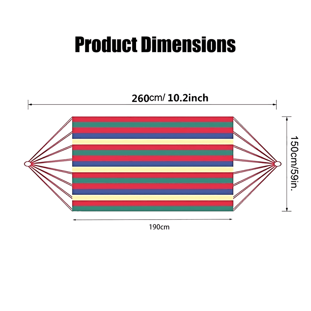 Double Outdoor Hammock 260x150cm with Straps for Camping Hanging Tree Bed - Red
