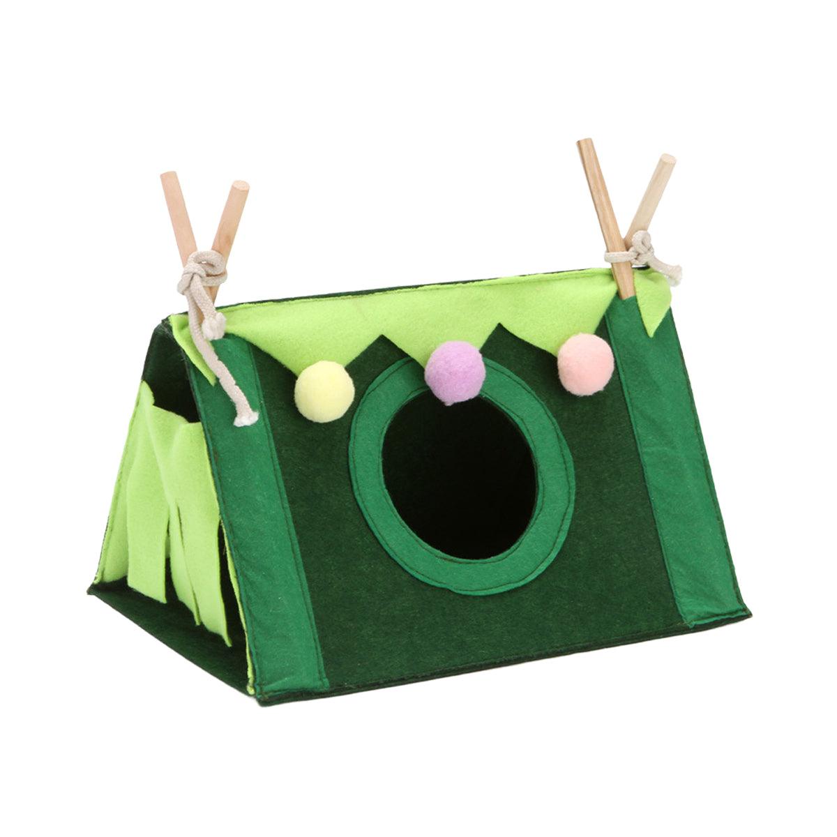 Hamster Tent Small Pet Hideout Pig Possum House Cool Triangle Nest Shelter - Green
