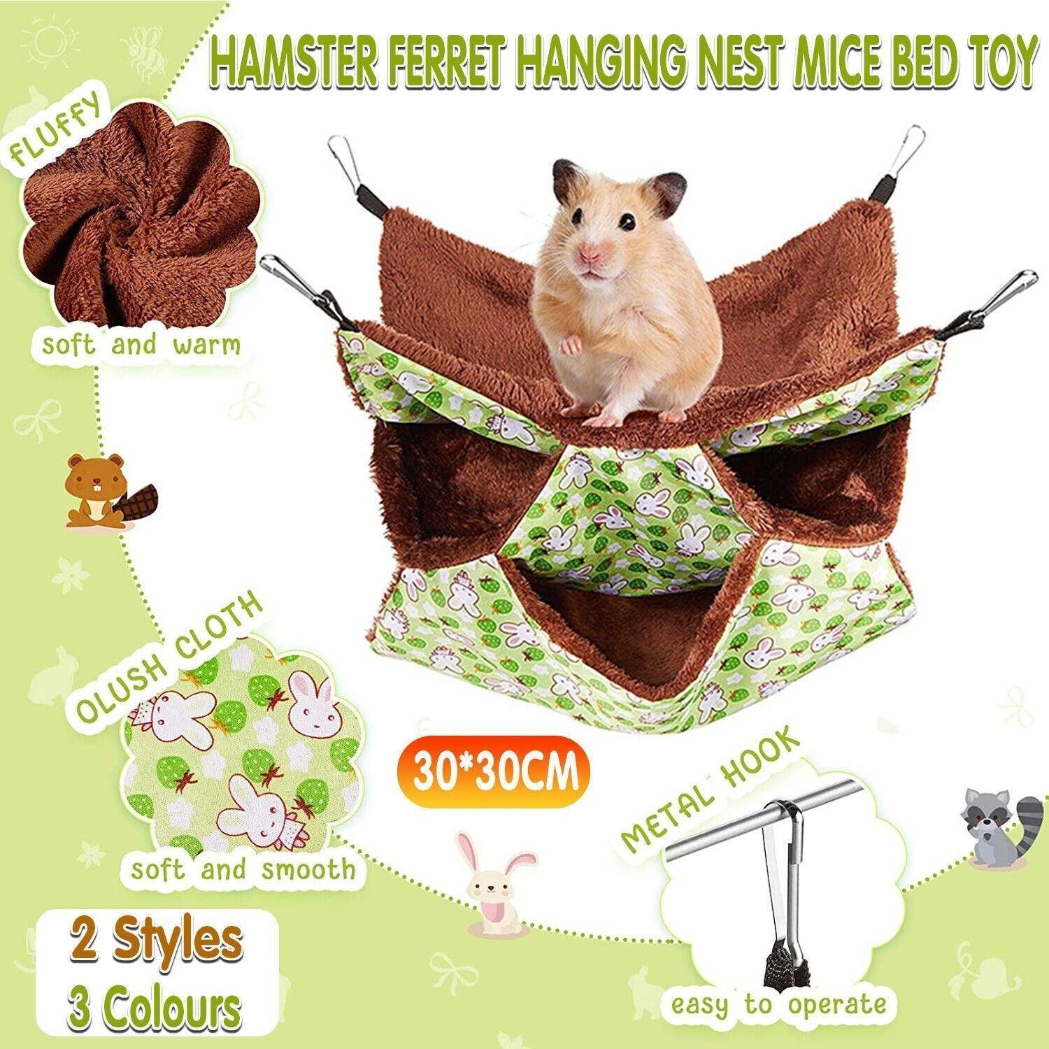 Hanging Hammock Nest Bed for Hamster Guinea Pig Ferret Rat Mice Cage Warmer Toy - Pink