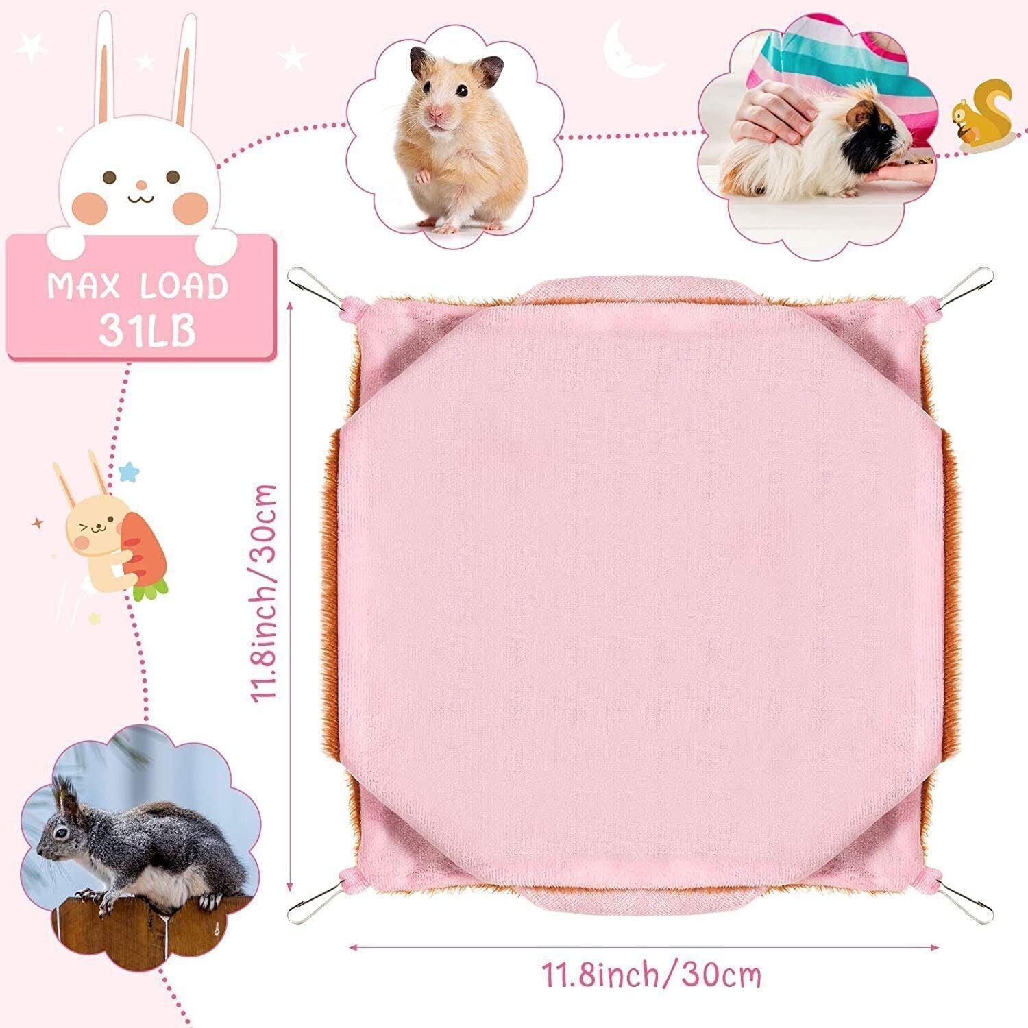 Hanging Hammock Nest Bed for Hamster Guinea Pig Ferret Rat Mice Cage Warmer Toy - Pink