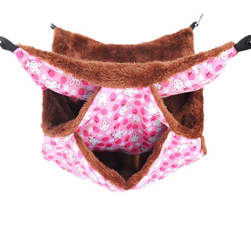 Hanging Hammock Nest Bed for Hamster Guinea Pig Ferret Rat Mice Cage Warmer Toy - Pink