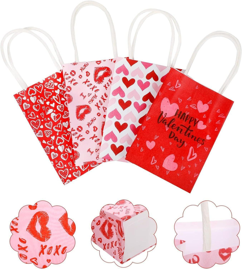 30x Valentines Day Love-Themed Tote Bag Elegant Kraft Paper Handbag Lightweight - Y167