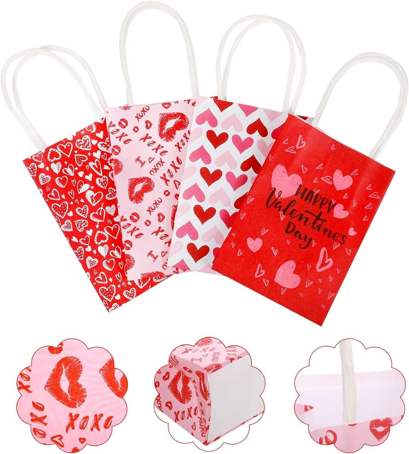 30x Valentines Day Love-Themed Tote Bag Elegant Kraft Paper Handbag Lightweight - Y169