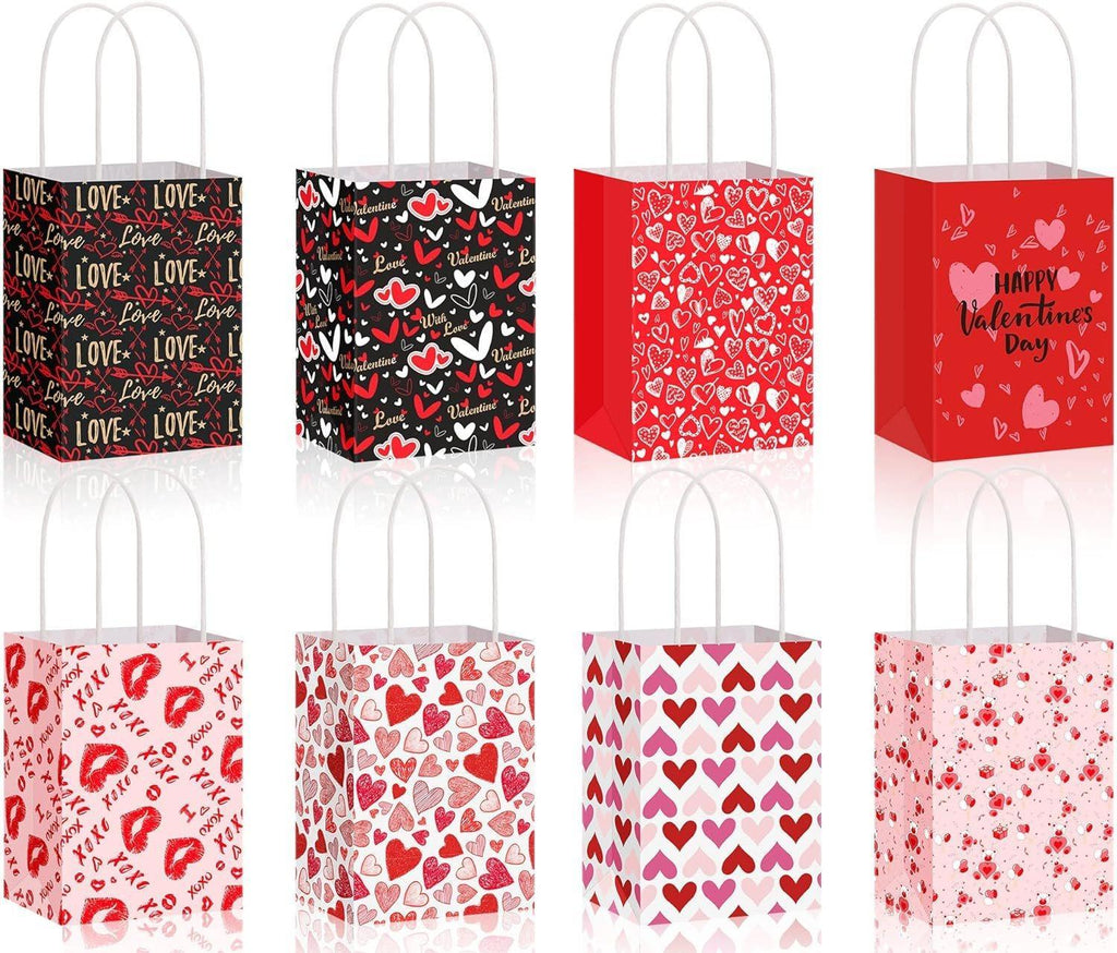 30x Valentines Day Love-Themed Tote Bag Elegant Kraft Paper Handbag Lightweight - Y170