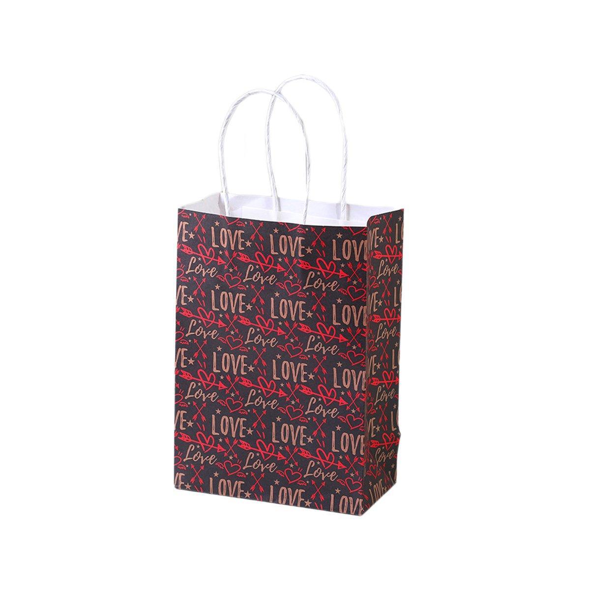 30x Valentines Day Love-Themed Tote Bag Elegant Kraft Paper Handbag Lightweight - Y171