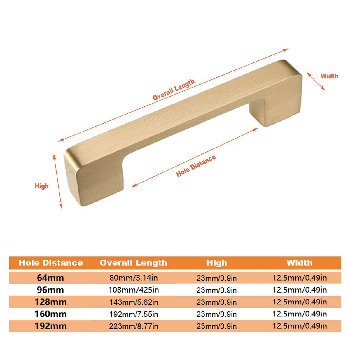 Modern Simple Handle Wardrobe Cabinet Drawer Pull All Copper Gold Door Handle - 160mm