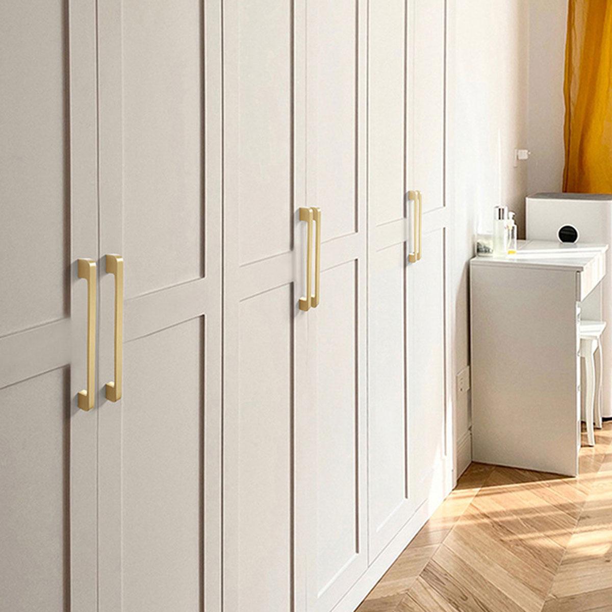 Modern Simple Handle Wardrobe Cabinet Drawer Pull All Copper Gold Door Handle - 192mm