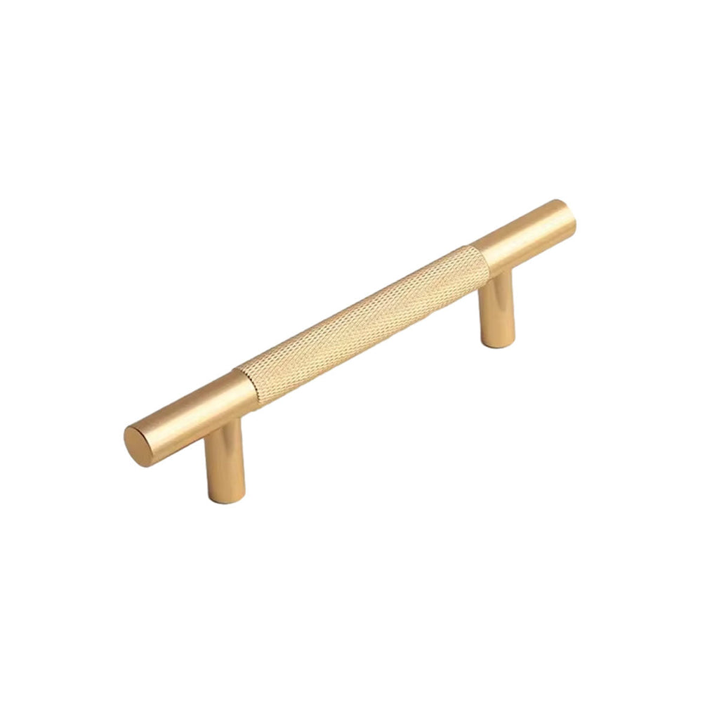 Light Luxury Cabinet Handle Full Copper Gold Straight Knurled Drawer Door Pull - 128mm
