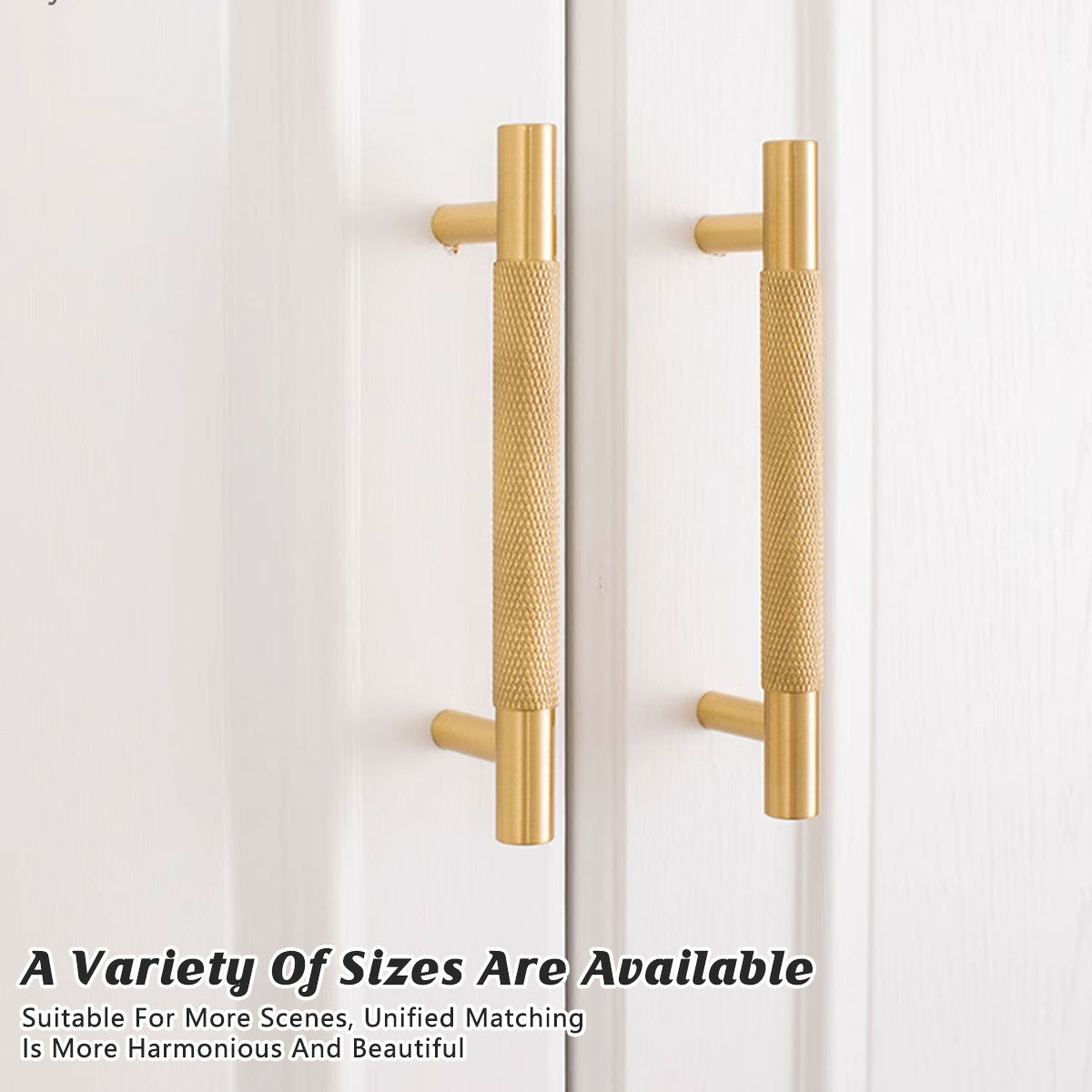 Light Luxury Cabinet Handle Full Copper Gold Straight Knurled Drawer Door Pull - 224mm