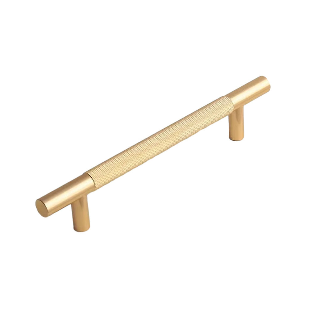 Light Luxury Cabinet Handle Full Copper Gold Straight Knurled Drawer Door Pull - 320mm