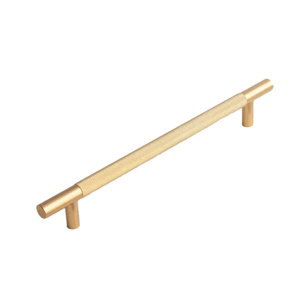 Light Luxury Cabinet Handle Full Copper Gold Straight Knurled Drawer Door Pull - 96mm