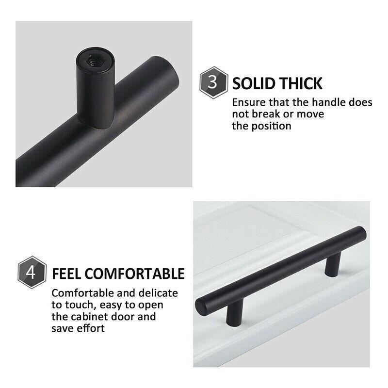 5pcs Silver Kitchen Cabinet Door Handles Stainless Steel Door Drawer Pull T Bar - 250mm/160mm
