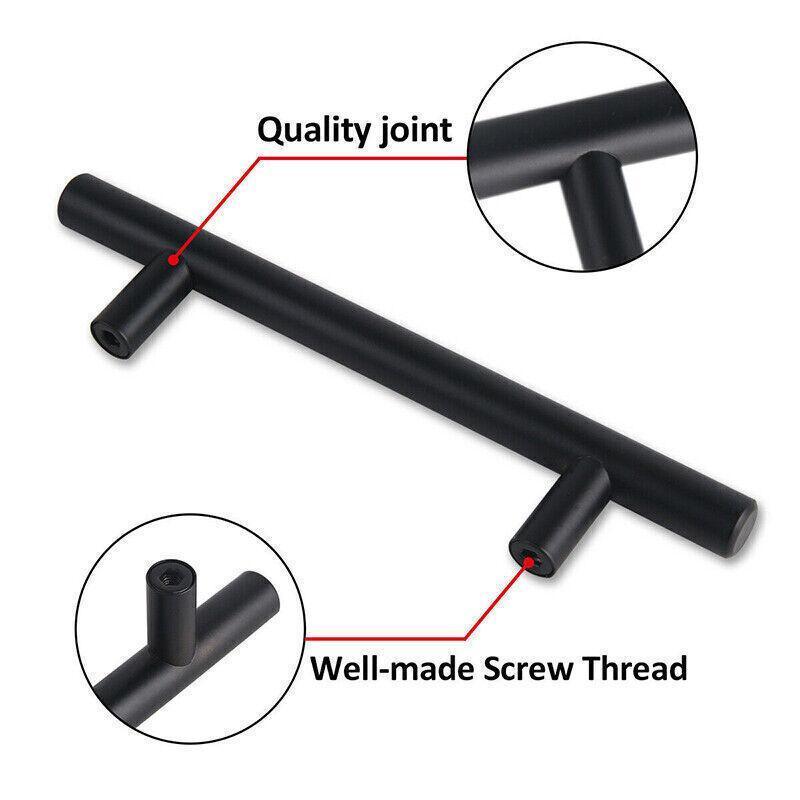 5pcs Silver Kitchen Cabinet Door Handles Stainless Steel Door Drawer Pull T Bar - 300mm/192mm