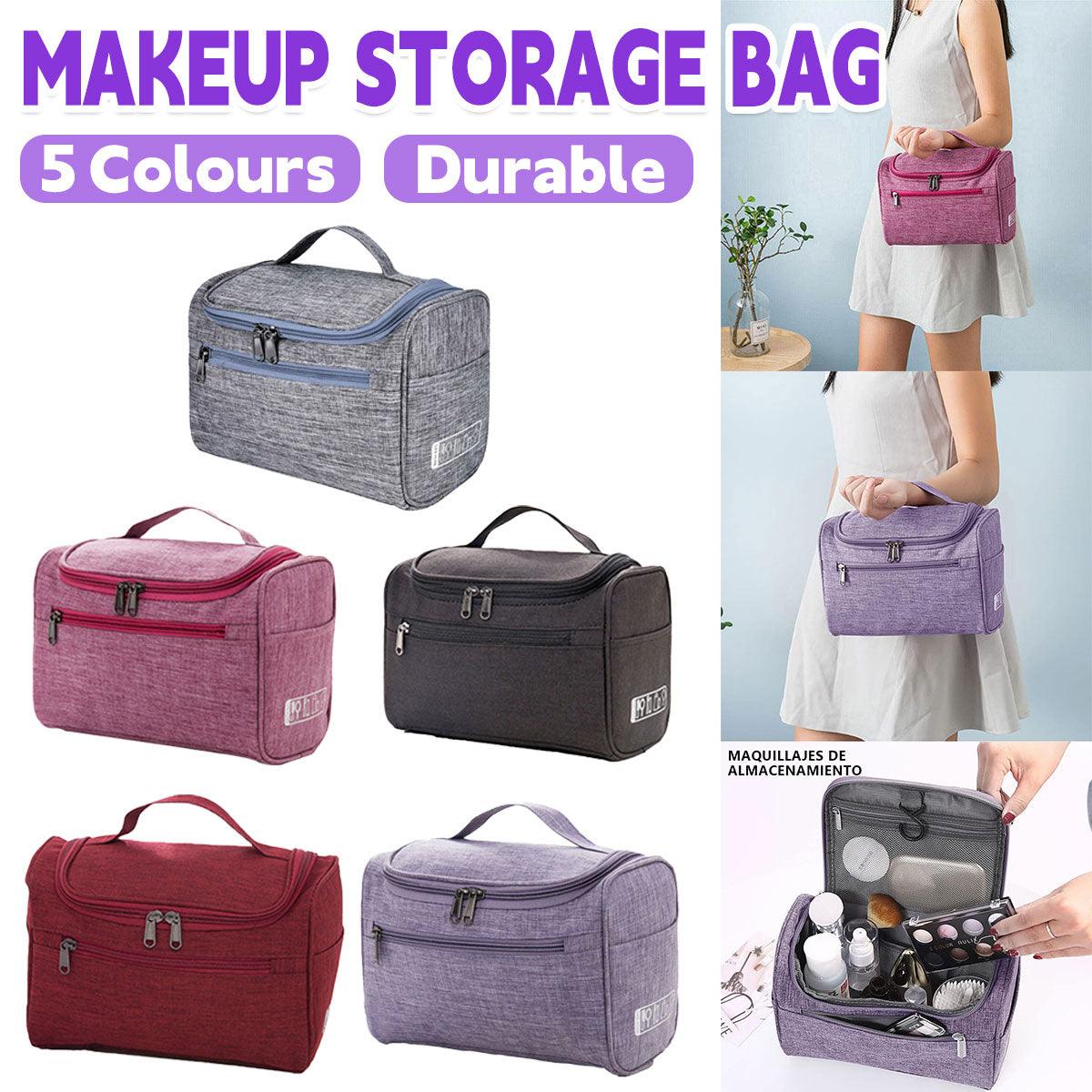 Womens Cosmetic Bag Make Up Case Travel Toiletry Wash Organiser Vanity Nail Box - Rose Red