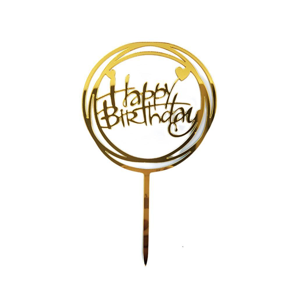 Acrylic Home Happy Birthday Decor Baking Cake Topper Card Party Decor Supply - Black B224