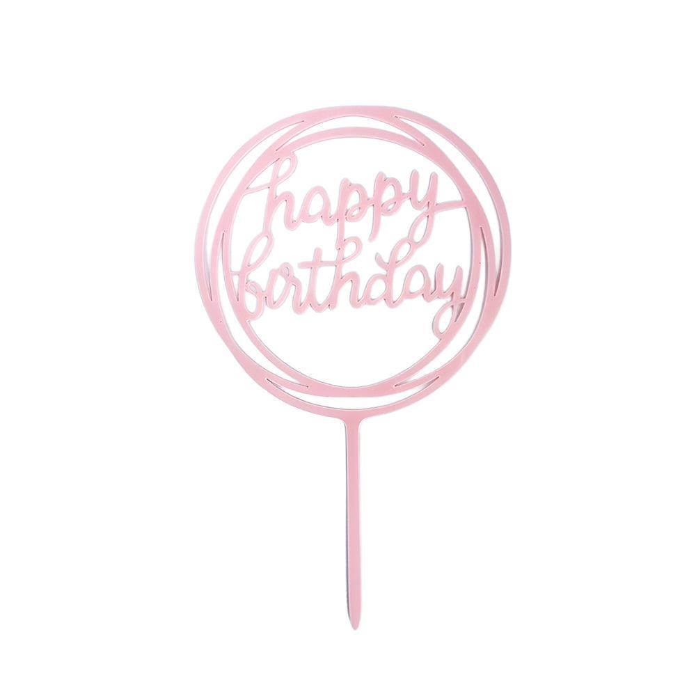 Acrylic Home Happy Birthday Decor Baking Cake Topper Card Party Decor Supply - Black B224